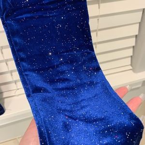 Velvet leggings royal blue with  colorful sparkles